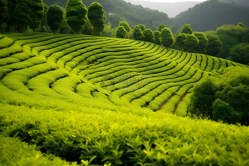 绿色茶山图片