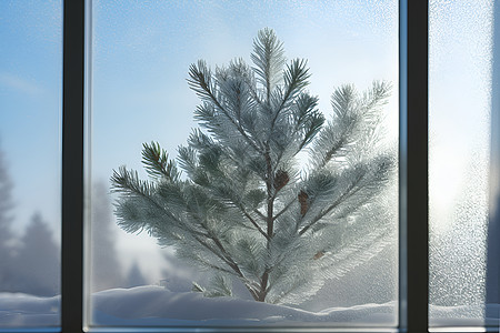 窗外的松树图片