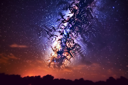 奇幻的夜晚天空背景图片