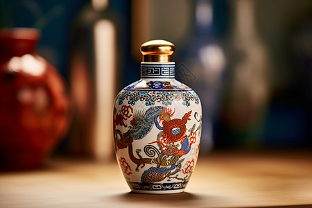 典雅的陶瓷酒瓶背景图片