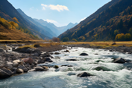 山峰与溪流图片