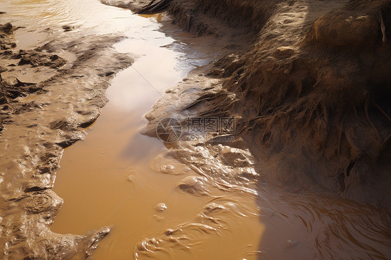 混浊泥浆的河流图片
