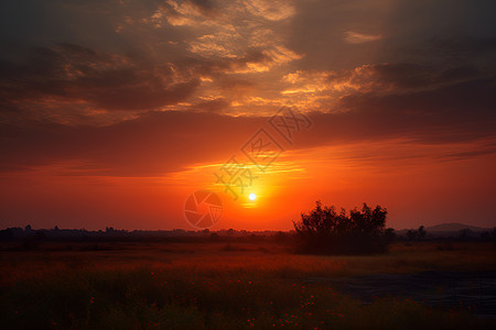 夕阳时的自然风景图片