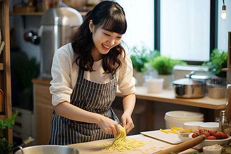 室内开心的长发女孩图片