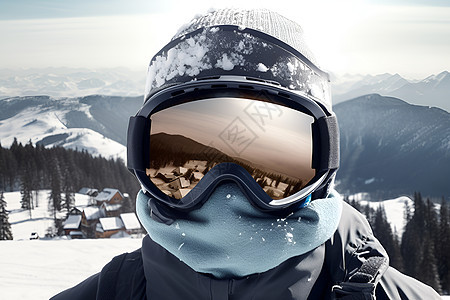 户外戴着墨镜的滑雪者背景图片