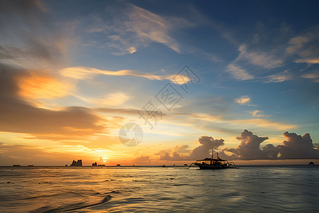 渔船出海海面上的渔船背景