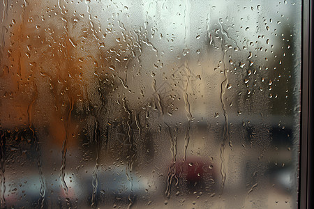 雨水时节雨水冲刷的窗户背景