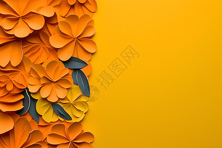 橙色花朵在墙上图片