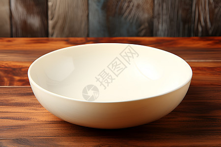 一碗白色碗在桌子上图片