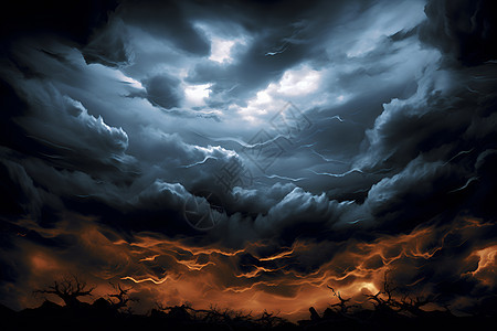 夜幕下的奇幻天空背景图片