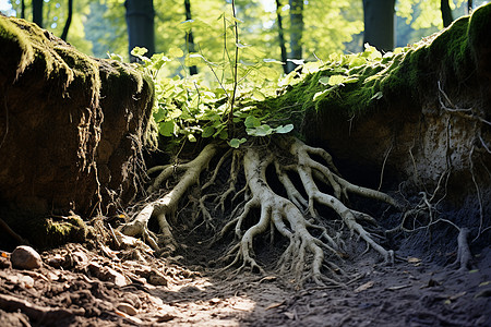 植物根系突出的根系背景