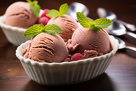 冰淇淋碗精致摆盘背景图片