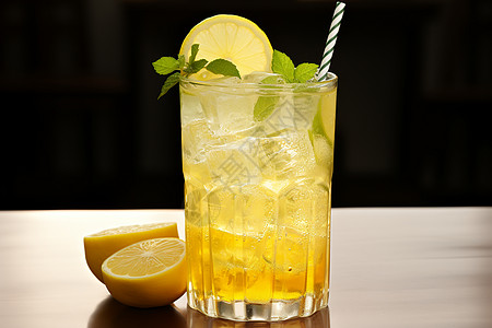 清凉夏日柠檬汁背景图片