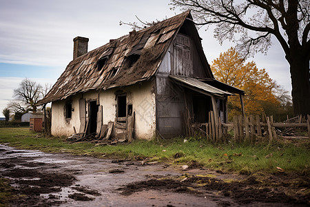 破旧的房屋遗弃的神秘建筑背景