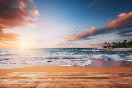 海滩和日落背景图片