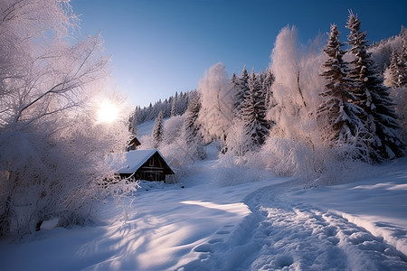 冬日的雪景图片