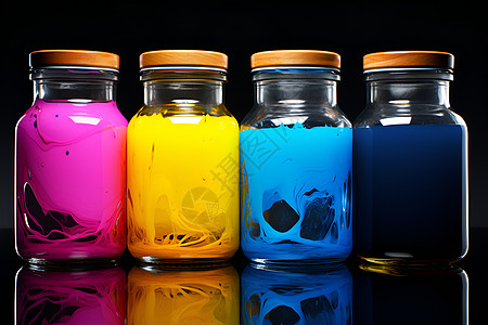 玻璃罐里的彩色液体图片