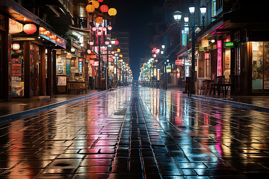 夜景雨夜的美丽图片