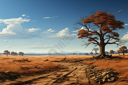 孤独的枯树图片