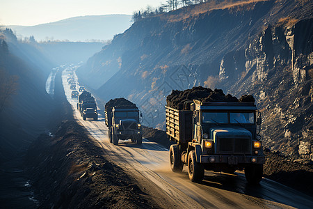 卡车运送煤炭背景图片