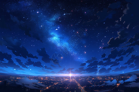 星空下的城市之光背景图片