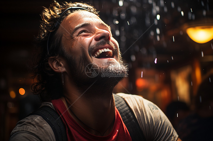 仰头大笑的男人高清图片下载-正版图片600964955-摄图网