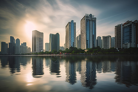 湖光岩湖光城影背景