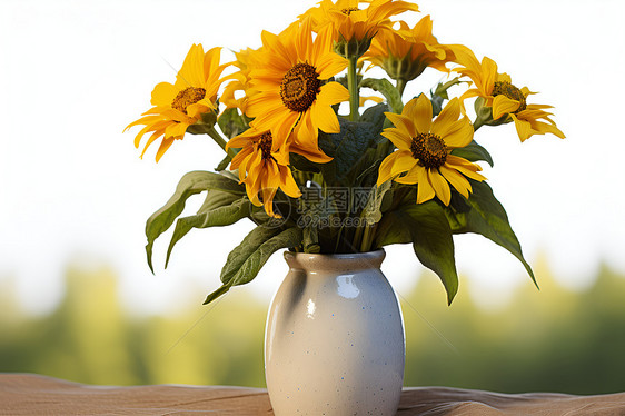 夏季阳光下的一束黄色花朵图片