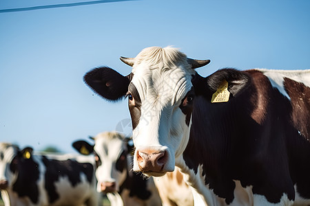 田间牧场上的一群奶牛图片