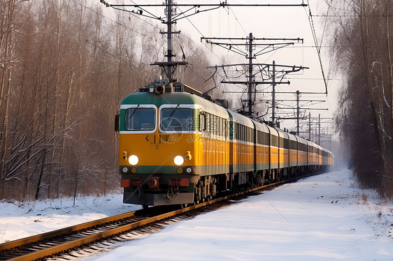 寒冬中的列车图片