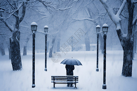 雨伞放置冬日的孤独背景