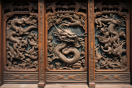 龙的雕刻艺术背景图片