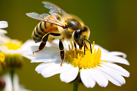 蜜蜂停在一朵花上图片