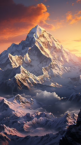 冬日山峰的霞光图片