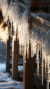 冰柱雪景图片