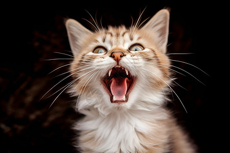 愤怒张嘴的宠物猫咪高清图片