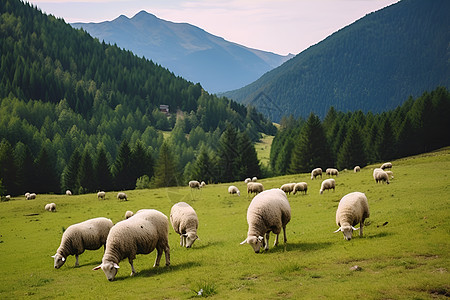 农业养殖的羊群背景图片