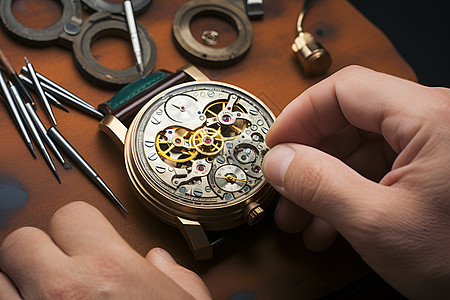 一位修表匠人在修理手表图片