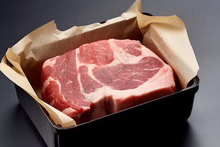 纸袋中的生猪肉背景图片