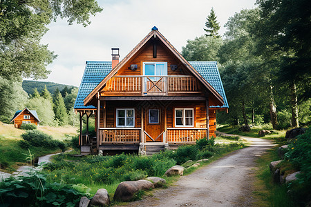 木屋屋顶素材林中小屋背景