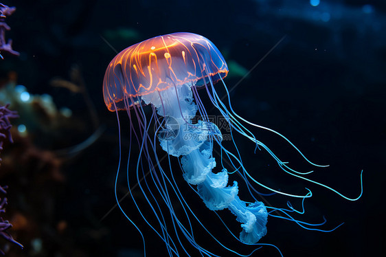 海洋中的一只水母图片