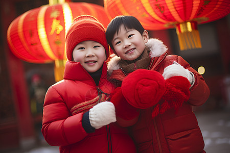 传统新年的孩子背景图片