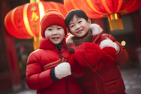 传统新年的孩子图片