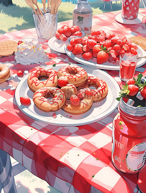 甜甜圈的插画图片