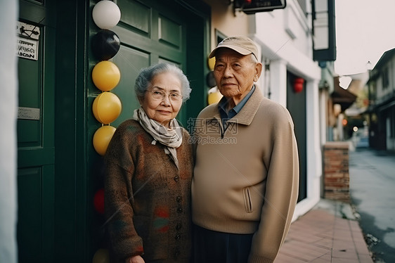 街头上浪漫的年迈夫妇图片