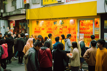 城市街道上的人群背景图片