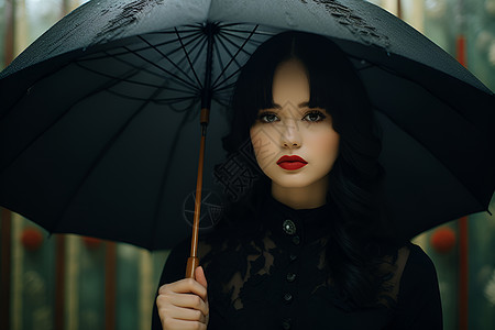 雨中的美少女背景图片