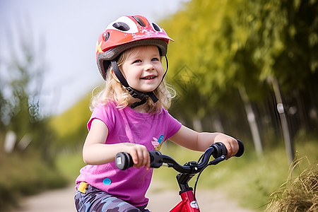 小女孩骑着自行车背景图片