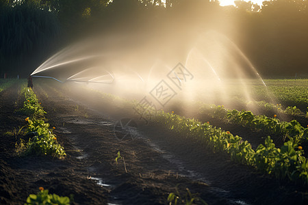喷水灌溉农田图片