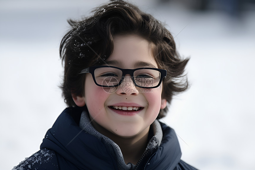 冬日微笑的小男孩图片